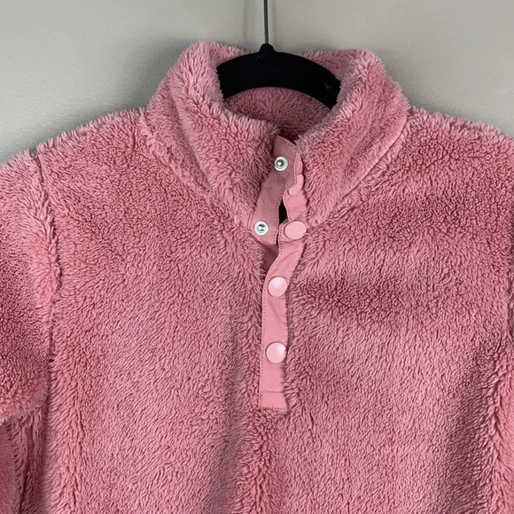 Crewcuts pink fuzzy snap pullover sz lg - Picture 2 of 7